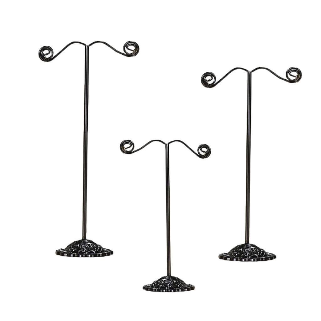 Juego de 10 soportes de hierro con forma de T para pendientes, collares, joyas, color negro