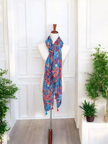 Women's Lightweight Scarf with Tassels - soft wrap, travel shawl and beach cover-up (79.8 in x 35.4 in)2