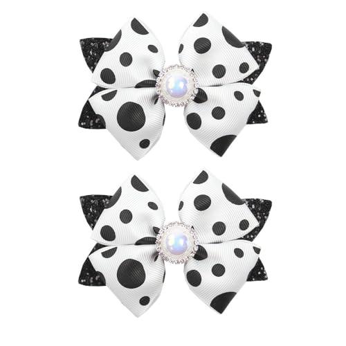 Barrettes à cheveux anti-glisse lot de 2 nœuds blancs paillettes pour tout-petits et filles