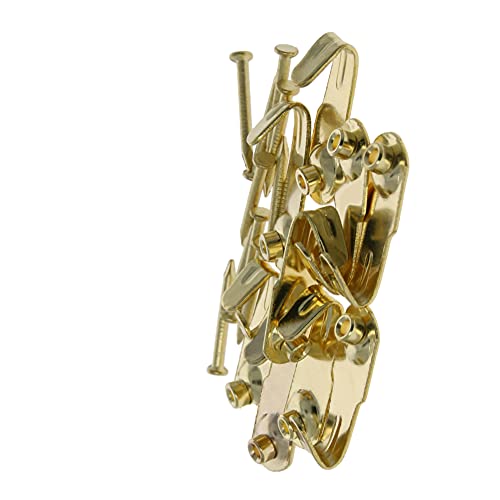 Image of Picture Hangers 0.8mm Thick Picture Hooks with Nails Professional Picture Hanging Kit, for Office Pictures House Decoration Clock Wall Mounting Brass Tone 10pcs