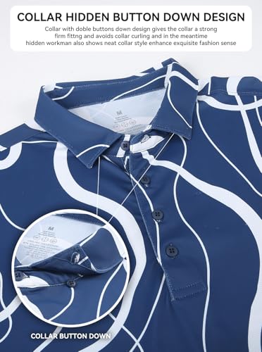 Image of Alex Vando Mens Golf Shirts Short Sleeve Breeze Quick-Dry Print Polo Shirt