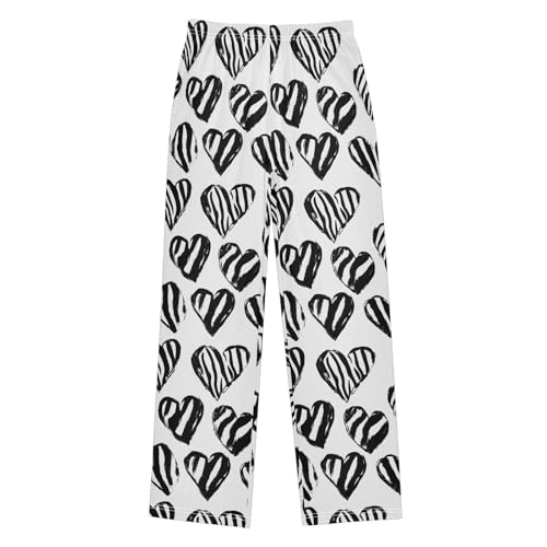 Pajama Pants Heart Shapes Line PJ Bottoms Sleepwear Lounge Sleep Pant with Pockets