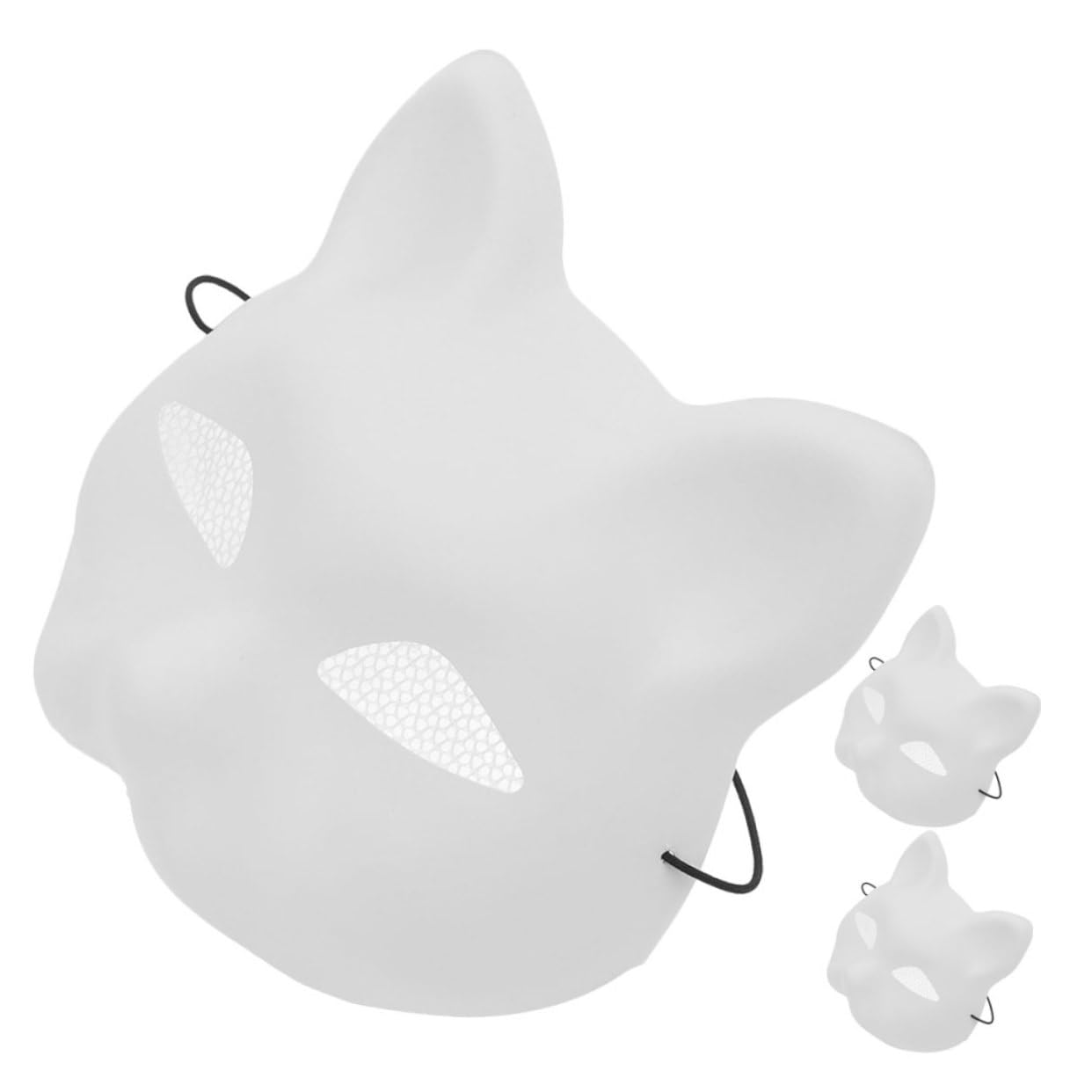 ERINGOGO 3Pcs Cat Face Masks for Unpainted Half Cat Masks for Halloween Themed Events DIY Painting and Cosplay for