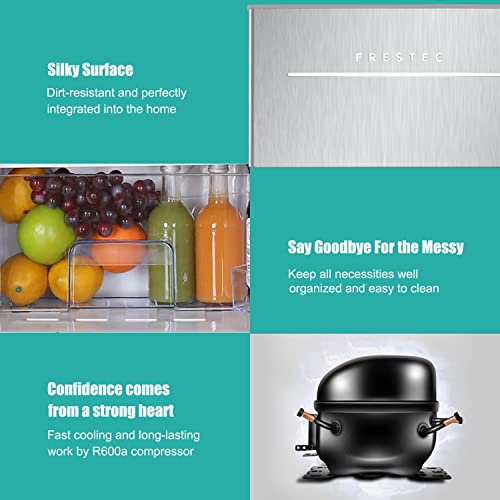 Frestec Mini Fridge With Freezer, 3.0 Cu.ft 2 Door Compact Small Refrigerator Apartment Size Refrigerator, Energy Star, 6 Adjustable Thermostat Control For Dorm,Rv,Office,Bedroom,Kitchen (Sliver) #TOP3