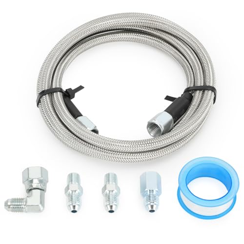 Turbo Oil Feed Line 4AN Braided Stainless Steel Teflon Gauge Line Kit Remote Turbocharger Sensor (72 inch)