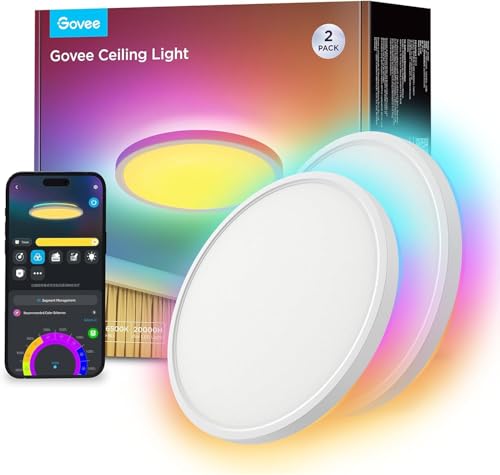 Govee Deckenleuchte RGBIC Smart, 24W Ø30cm Led Deckenleuchte dimmbar, Deckenlampe Led mit 16 Millioâ€¦ – Miniatur