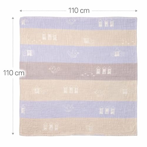 Image of 100% Cotton 6-Layer Muslin Baby Blanket | Super Soft, Breathable & All Seasons Multipurpose Blanket for Babies (Kitty)