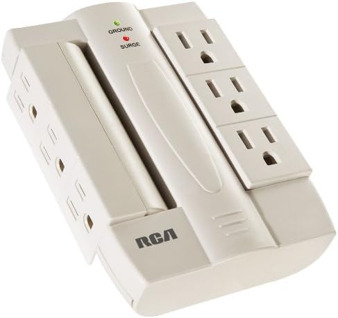 RCA PSWTS6F Wall Tap Surge Protector with 6 Swivel Outlets,White