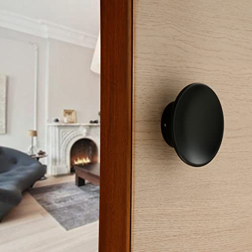 Image of LAPO Premium Zinc Pull Push Handle, 4 Inch Modern Round Shape Door Handle for Home & Office Entrance, Compatible with Wooden & Glass Doors, DIY Installation Black Finish- Pack of 1
