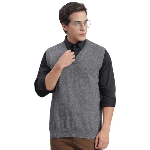 Image of Monte Carlo Off White Solid V Neck Sweater | Warm Woolen Pullover for Men | Soft Comfortable Knitted Winter Wear Sweater for Men's