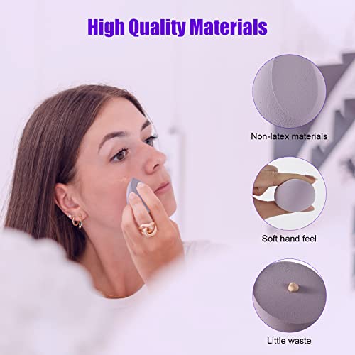 4 Pcs Makeup Sponge Beauty Blender Set - Sponges For Foundation With Egg Case And 1 Holder, Flawless For Cream, Powder Liquid (4Pcs,Purple) #TOP2