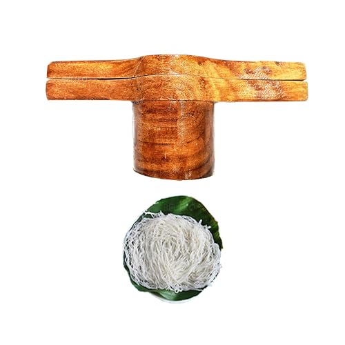 Image of Handmade Wooden Idiyappam Maker Kitchen Press Tool - Hand Press Maker - Sev Sancha Maker with Brass Bottom Sheet (Pack of 1)