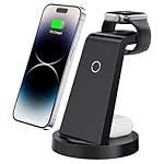 3 in 1 Charging Station for iPhone, Wireless Charger for iPhone 16e 16 15 14 13 12 11 X Pro Max & Apple Watch - Wireless Charging Station for AirPods 4 3 Pro