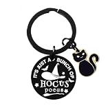 Ghloyza Halloween Gifts for Women Hocus Pocus Decor Gifts Halloween Keychain Black Cat Keychain Gifts Halloween Basket Stuffers Party Favors Hocus Pocus Decorations for Horror Movie Cat Lovers Gifts
