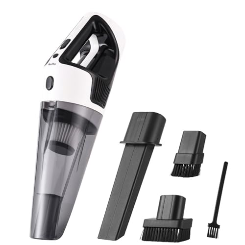 Aspiradora de Mano, Aspiradora de Mano inalámbrica for Coche de 8000 Pa con iluminación LED, Potente aspiradora inalámbrica con batería de Gran Capacidad.(Black and White,European)