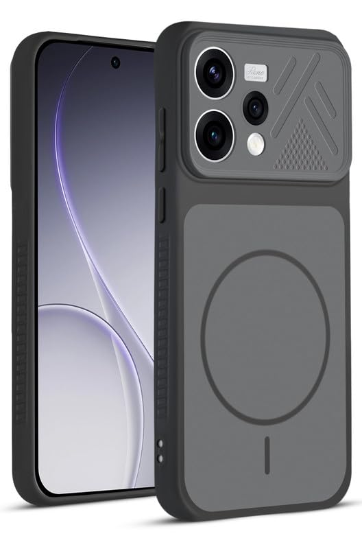 Image of Mr. Case Back Cover for Oppo Reno 15 5G | Ring Design Protective Case with Camera Cut Protection | Anti Slip Grip | Shockproof Mobile Cover - Black