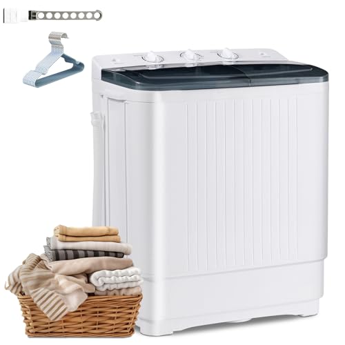 Erivess 2-in-1 Twin Tub Portable Washing Machine, 22Lbs Wash 10Lbs Spin Cycle Capacity, Compact Laundry Washer with Spin Dryer for Household, Apartment, RV