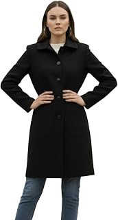 CHKOKKO Women Classic Winter Long Coat Single Breasted | Knee Length Design with a Sophisticated Spread Collar and Practic... Price In India