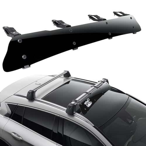 AirVows 41/38 Roof Rack Fairing Aerodynamic Wind Fairing 95% Less Wind Noise Fits Most Factory Bars 4 Clamps for Secure Fit Windshield Fairing for Roof Racks (41IN)
