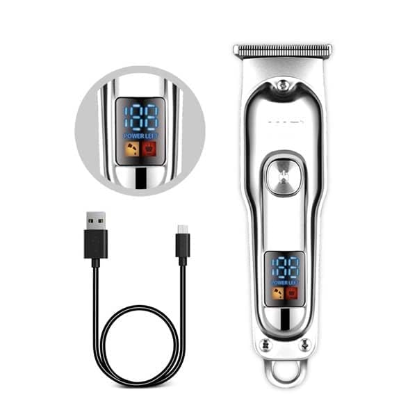 AANTAR HTC AT-179 Trimmer showing its digital power display and USB charging cable.