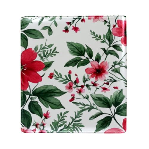 Funda de libro reutilizable de piel sintética lavable para cuadernos grandes de flores 2