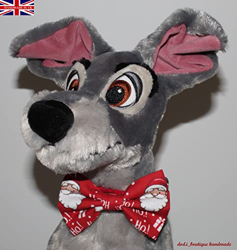 New Dogs Bow Tie Bowtie Christmas SANTA CLAUSE HO HO! RED Elastic Band attach COLLAR ACCESSORY Handmade UK (Santa HO! Small) - Image 2