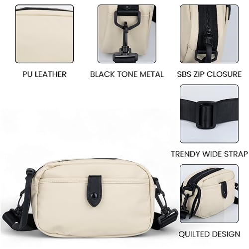 Image of TS WITH TECHSUN Quilted Small Crossbody Bag for Women, Waterproof PU Leather Sling Bag with Adjustable Strap, Lightweight Travel Shoulder, Purse for Phone, Wallet, Keys, Makeup
