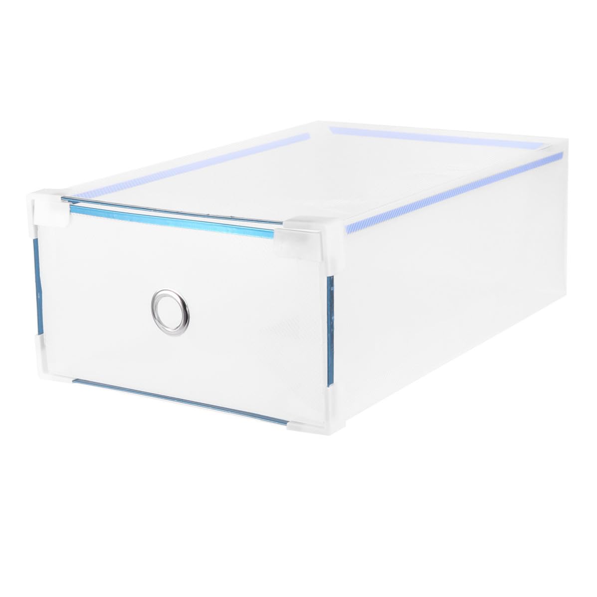 10 Pezzi Scatola Organizer Scarpe in Plastica Bianco Impilabile e Portatile Bordo in Metallo per Armadio, Contenitore Basso per Scarpe da Donna 31x20x12,5 Cm