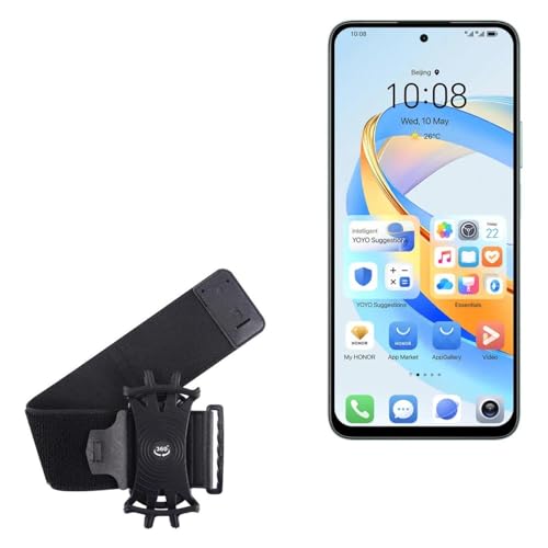 BoxWave Holster Compatible with Honor X7b 5G - ActiveStretch Sport Armband, Adjustable Armband for Workout and Running - Jet Black