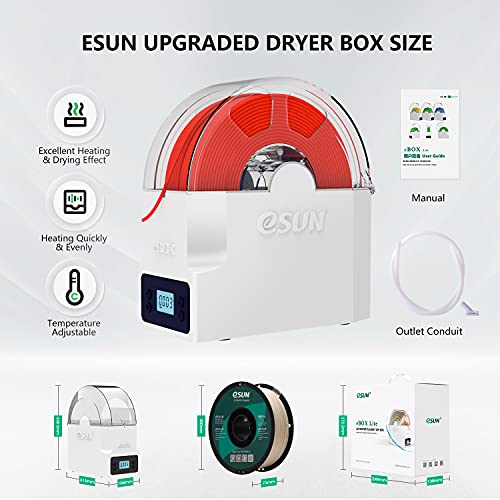 Image of eSUN eBOX Lite Upgraded 3D Printing Filament Dryer Box, Filament Storage Box, Spool Holder for Keeping 3D Printing Filament from Moist and Keeping Filaments Dehydrating, US Power Supply