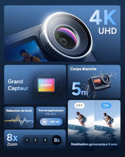 SJCAM SJ11 Bundle-Caméra d'action Double écran,Portable,Anti-Tremblement,Camera Sportive 30 m Imperméable,Enregistrement 100 Minutes,Caméra d’Action 4K idéale pour Une Utilisation Quotidienne,64G – Image 4
