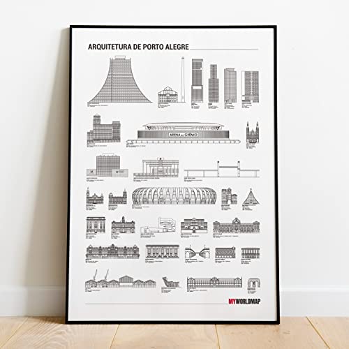 POSTER ARQUITETURA DE PORTO ALEGRE POR ORDEM DE TAMANHO - LISTA COM ARRANHA-CÉUS, ESTÁDIOS, MUSEUS,