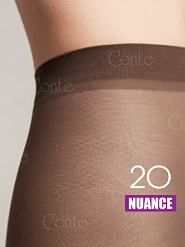 Image of Conte Control Top Tension Sheer Pantyhose Tights with Silky Matte Effect Nuance 20 Den