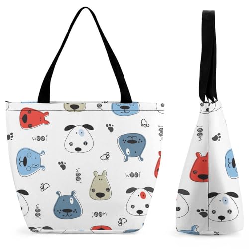Sac à main pour femme grand format motif chiens et cabas de transport urbain