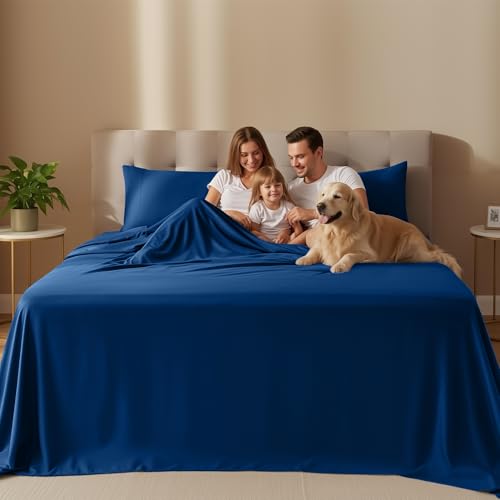 Image of Utopia Bedding King Size Sheet Set - 4 Piece Bed Sheets, Soft and Breathable Microfiber, Includes 1 Fitted Sheet, 1 Flat Sheet and 2 Pillowcases - Oeko Tex (Dusk Blue)