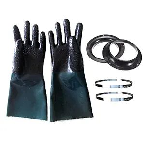WINTI Heavy Duty Rubber Sand Blasting Gloves Sandblast Cabinet Parts Safety Gloves with hose clamp