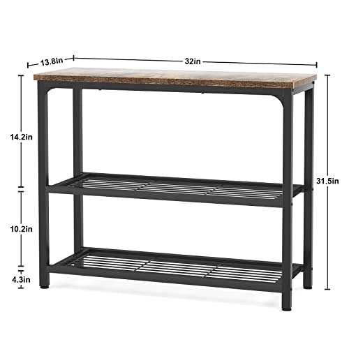 Mesa consola de sofá industrial de 32 pulgadas con estantes rústica para entrada pasillo y salón 4