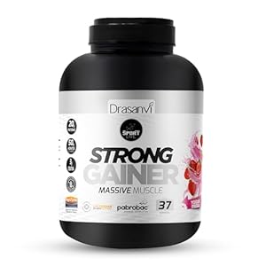 Drasanvi Weight Gainer | Aumento de Masa Muscular | Ganancia de peso y Fuerza | Fuente de Energía | Proteina Whey+Creatina+Harina Avena+Enzimas Digestivas + Probióticos |3 Kg| Yogurt Fresa