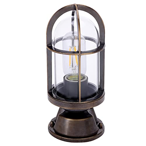 Image of Sunluck Ceiling Light,Post Light,Pure Brass Cage Lampshade,Industrial Porch Light,Waterproof IP65,Rust Resistant,for Corridor,Aisle,Balcony,Bsement,Courtyard Old