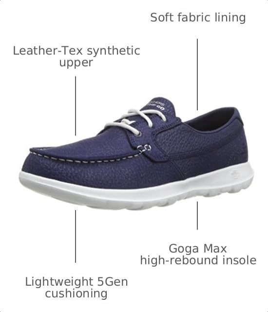 Image of Skechers Women's Go Walk Lite - Eclipse | Walking, Casual, Goga Max, 5GEN Cushioning, Machine Washable, Vegan, Boat Shoe