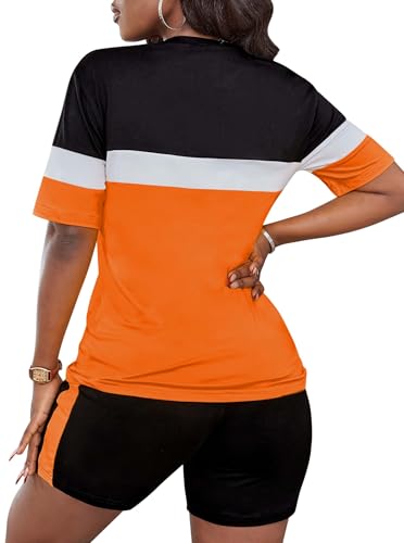 LovelyWholesale Neon Two Piece Outfit for Casual 2 Piece Tracksuit with Neon Shirt and Black Shorts Set4