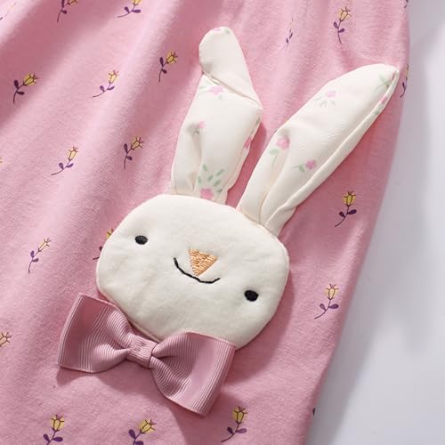 Image of Girls Cotton Long Sleeve Casual Cartoon Appliques Striped Jersey Dresses