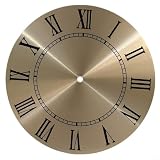 Alufor - Reloj de pared de metal de minio para esfera de 243 mm con números romanos para reloj de cuarzo, piezas de repuesto con acabado dorado, perfil plano