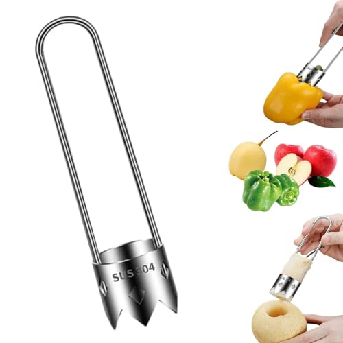 Red Bell Pepper Seed Corer, 2025 Upgraded Reusable Stainless Steel Fruite Cutter Seed Remover Tool, Quickly Bell Pepper Corers Tool for Vegetables Fruit Corer Kitchen Gadget