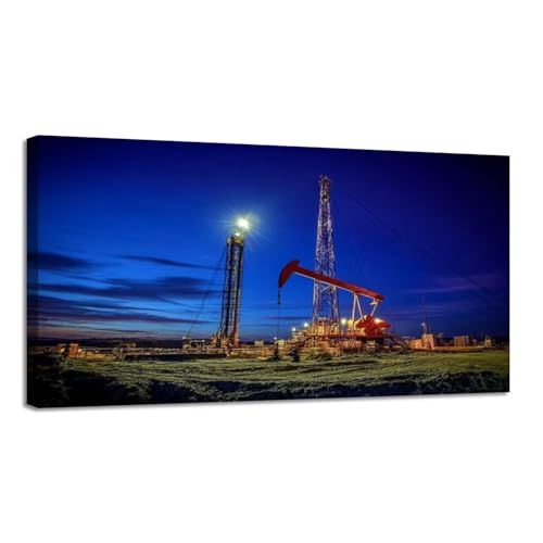 CHAUSSUREBAR Large Canvas Wall Art Oilfield derrick Canvas Art Prints Pictures Wall Decor Living Room Wall Paintings for Bedroom Bathroom 30'' x 60''