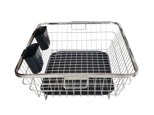 Image of BIRDWING BIG SIZE Stainless Steel Dish Drainer Tray Basket (64x47x23) Stainless Steel Dish Drainer Rack with Drip Tray /Utensil Drying Stand for Kitchen /Bartan Stand