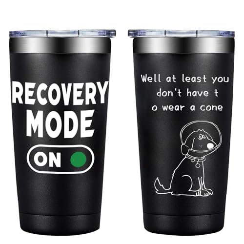 Get Well Gifts for Men, Funny Surgery Recovery Gifts, 20oz Black Stainless Steel Tumbler with Lid, Get Well Soon Gifts for Women After Surgery,at Least You don't Have to Wear a Cone by TheClover - Used condition - US$7.12