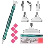 papasgix 5D Diamond Painting Zubehör Stift Kits, DIY Diamond Painting Pen Set Werkzeuge, Painting Tools Metal Drill Pen mit Metall Ersatz Stiftköpfen für Kunst Diamanten Malerei (14er Silber Grün)