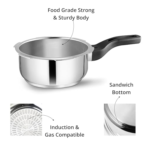 Image of 2 Litres Pressure Cooker | Outer Lid | Stainless Steel | Induction & Gas Stove Compatible | ISI Certified | 5 Years Manufacturer's Warranty