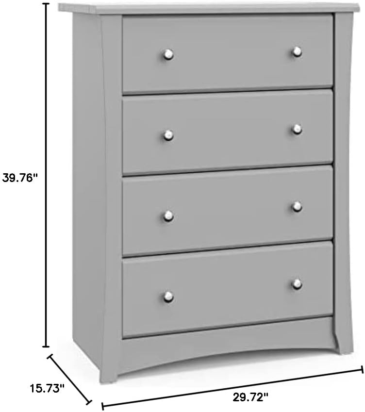 Storkcraft Crescent 4 Drawer Chest (Pebble Gray) GREENGUARD Gold
